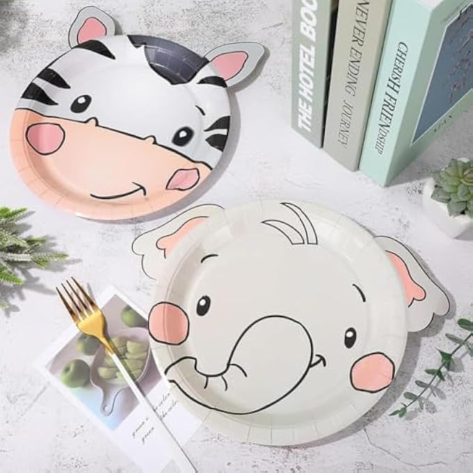 DISPOSABLETABLEWARE SET FOR JUNGLE PARTY DECOR, WITH 4 STYLE 20 ANIMAL PLATES AND CUPS, NAPKINS AND TABLECLOTH FOR 20 GUESTS, JUNGLE THEME PARTY SUPPLIES FOR KIDS BIRTHDAY 142 PCS - Image 4